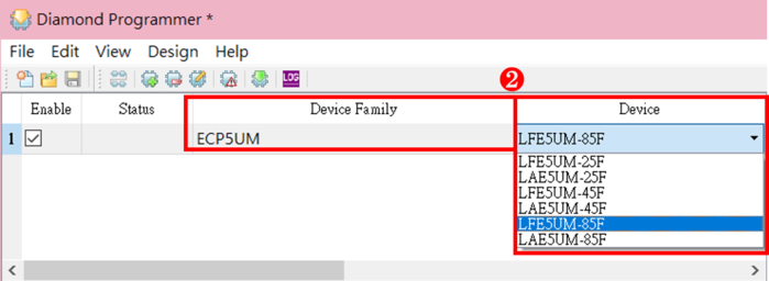 圖 4.2 選擇對應的 Device Family 與 Device