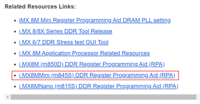 點擊 i.MX8MMini (m845S) DDR Register Programming Aid (RPA)