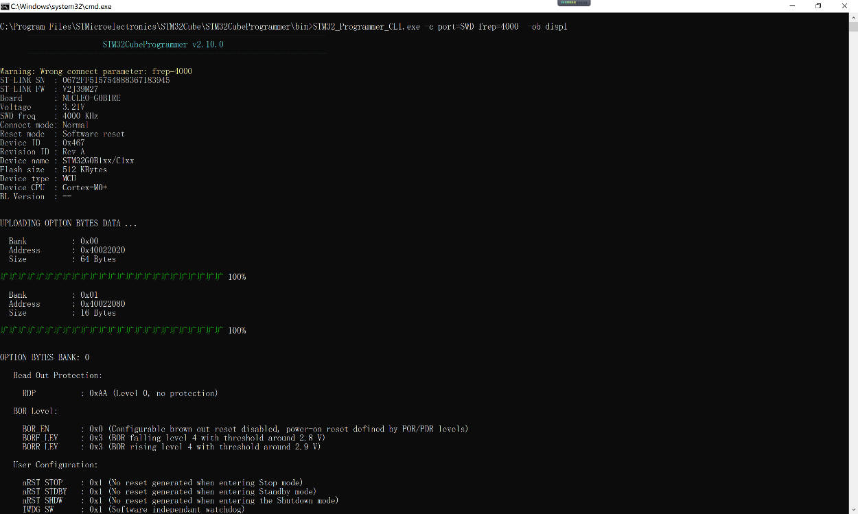 如何使用STM32CubeProgrammer 命令行烧录固件 - 大大通