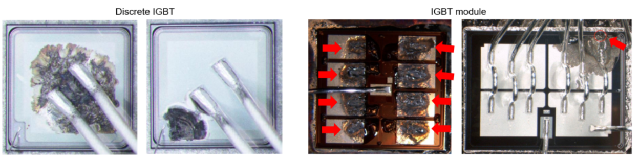 图1.IGBT单管和模块的典型失效图片