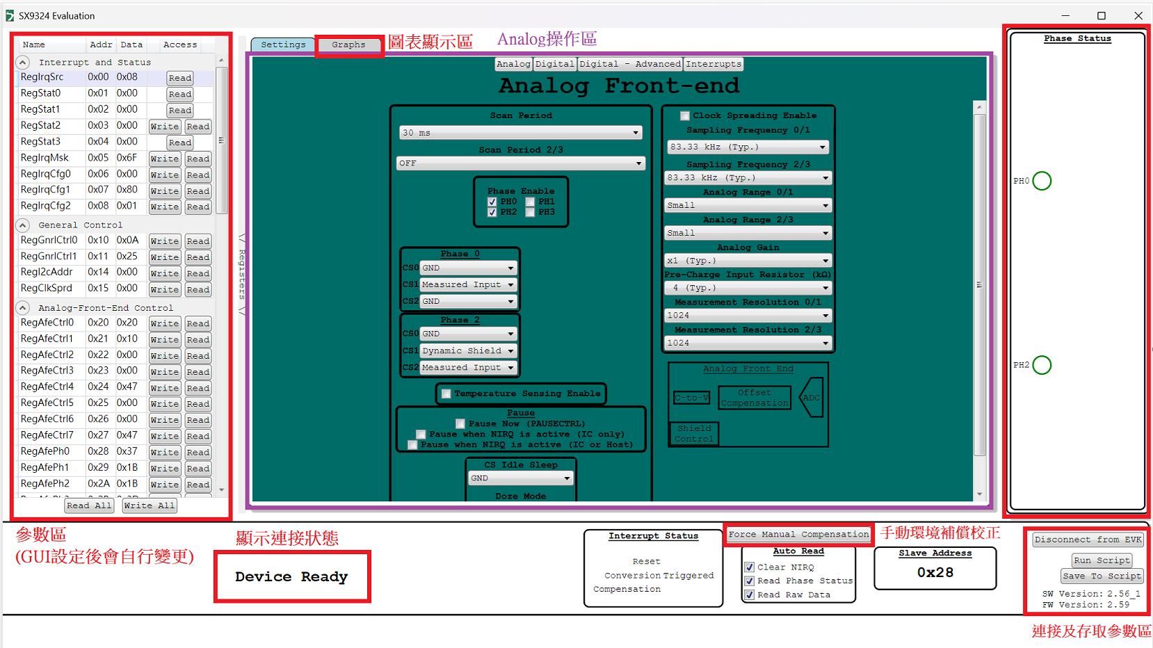 SX9324 EVK介面簡介