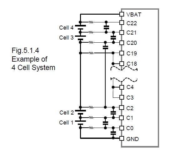 KA49522針對 4串電芯串聯原理圖設計