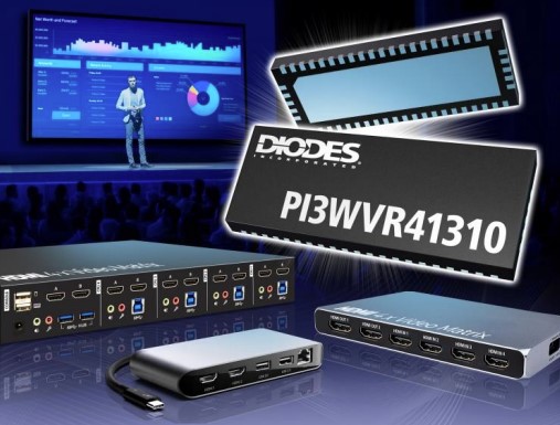 Diodes 公司 13.5Gbps 高速視訊切換器 PI3WVR41310 ，可支援最新標準