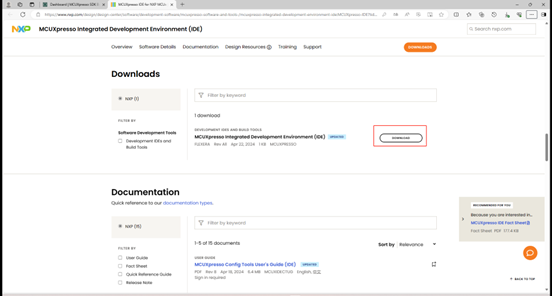圖 3.1 MCUXpresso IDE 下載界面