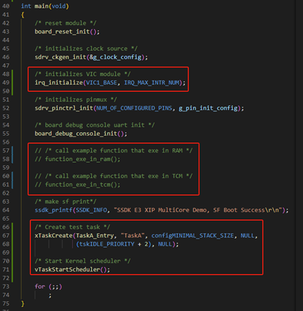 圖 3.2 sf 工程 main() 函數修改內容