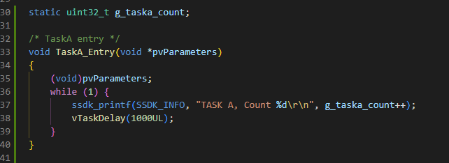 圖 3.3 sf 工程添加 TaskA_Entry() 函數