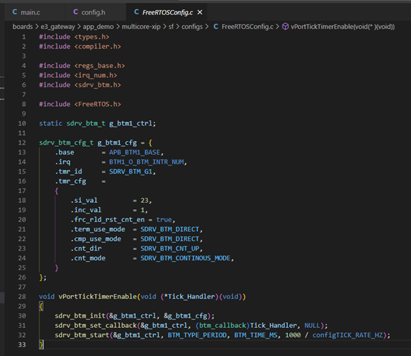 圖 3.6 sf 工程添加的 FreeRTOSConfig.c 文件內容