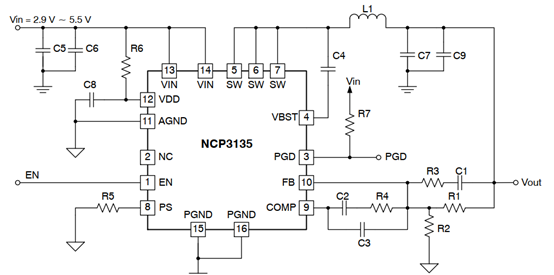 世平安森美NCP3135 集成同步降壓轉換器 5A
