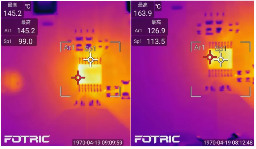 圖9(a) 開啟溫度AGC功能 圖9(b) 無溫度AGC功能