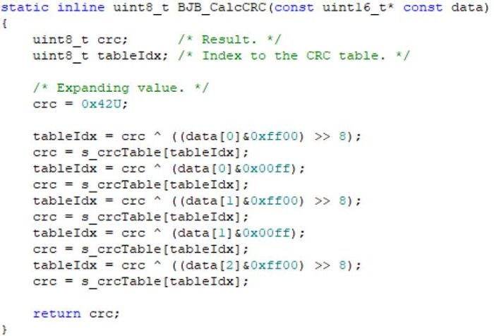 圖 6 修改後的 CRC 計算函數