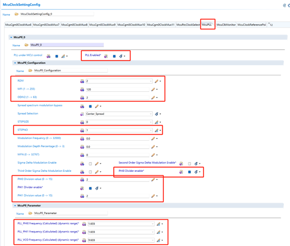 圖 2.2-1 McuPLL 配置頁面