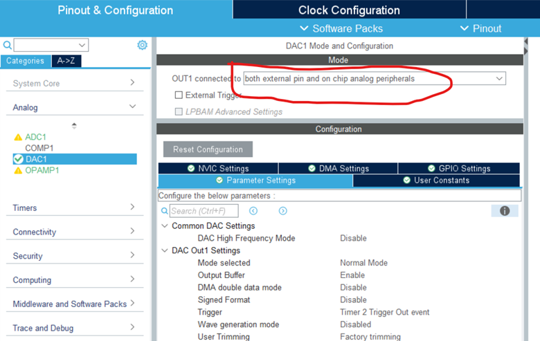 在開發板NUCLEO-U031RB中實現DAC跟隨輸出