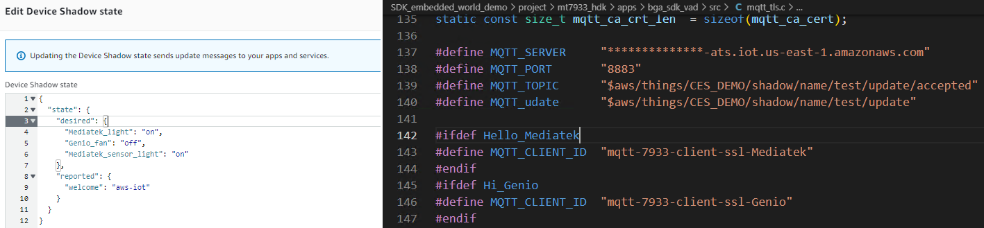 MQTT Server 端（AWS）與 Clinet端（Genio 130）功能設定範例